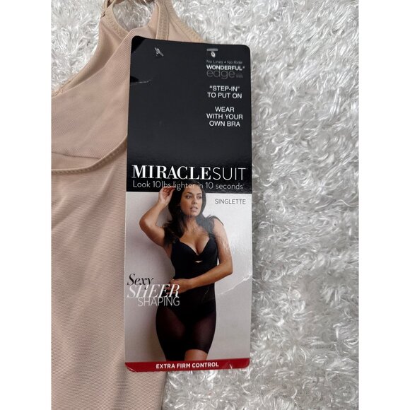 Miraclesuit Women's Sheer Shapewear Open Bust Mid-Thigh Slimmer Size Med - Picture 3 of 8
